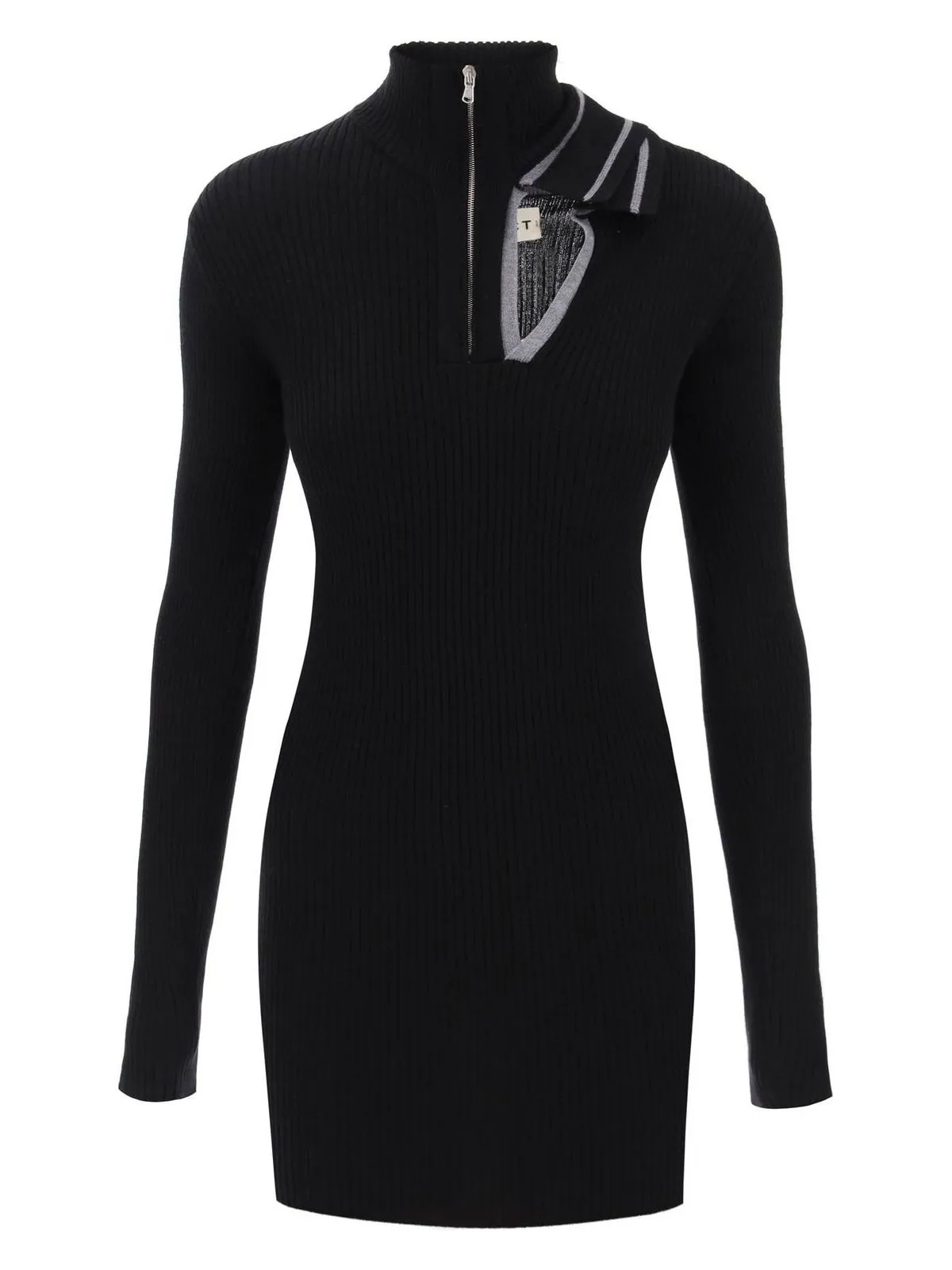 DOUBLE NECKLINE MERINO MINI DRESS