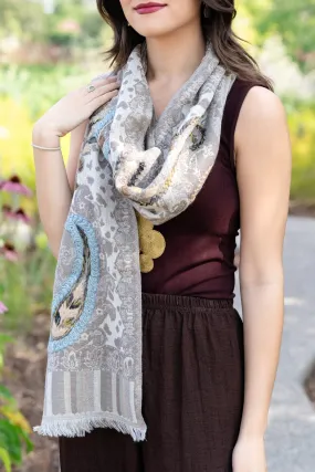 Embroidered Wool Scarf - Shay