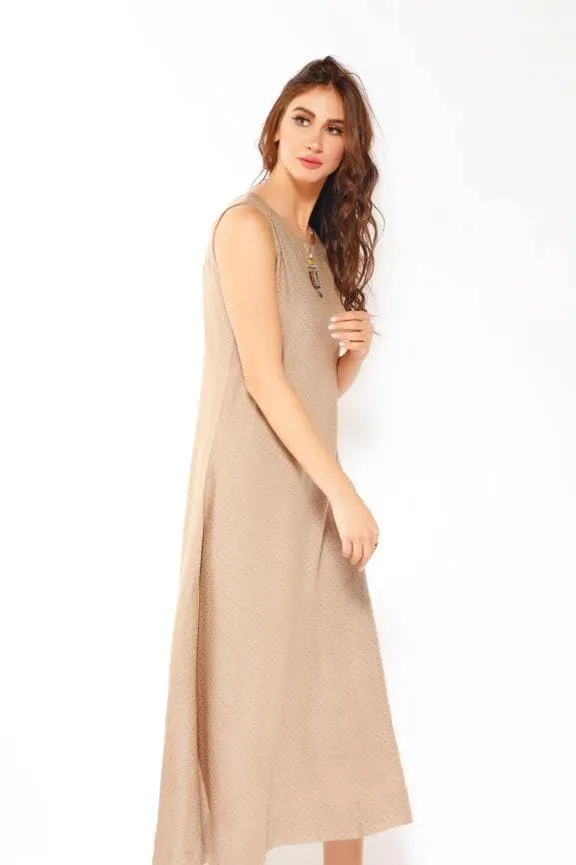 ETHNIC SYMBOL LONG DRESS BROWN