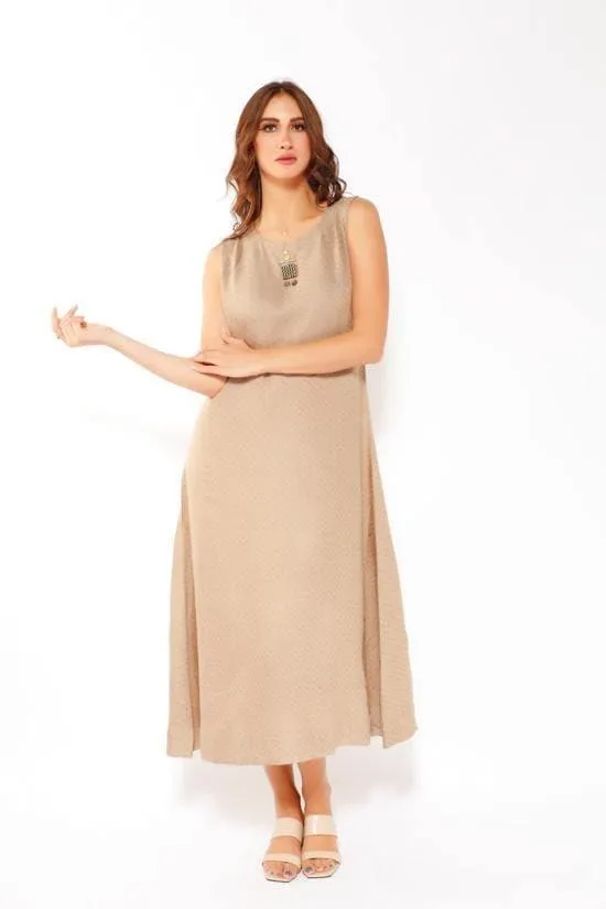 ETHNIC SYMBOL LONG DRESS BROWN