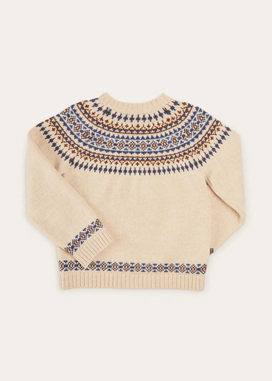 Fair Isle Merino Wool Jumper In Beige (4-10yrs)