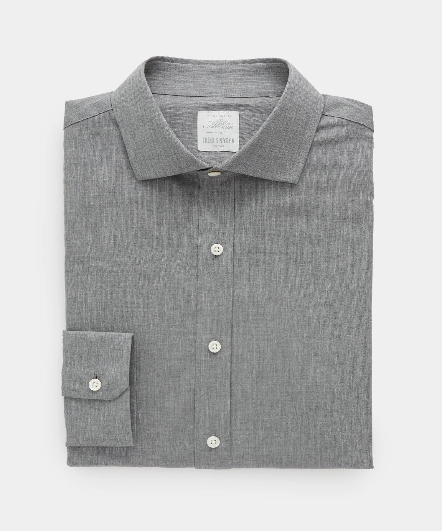 Flannel Spread Collar Dress Shirt in Grey