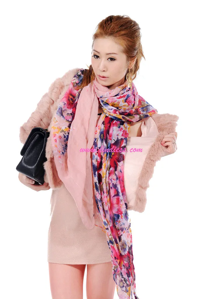 FLOWERS SCARF - ROSE PINK