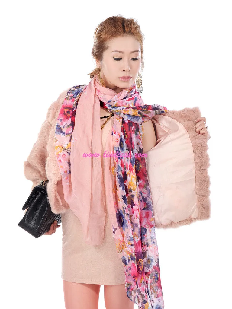 FLOWERS SCARF - ROSE PINK