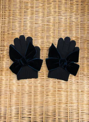 GLOVES WITH VELVET BOW