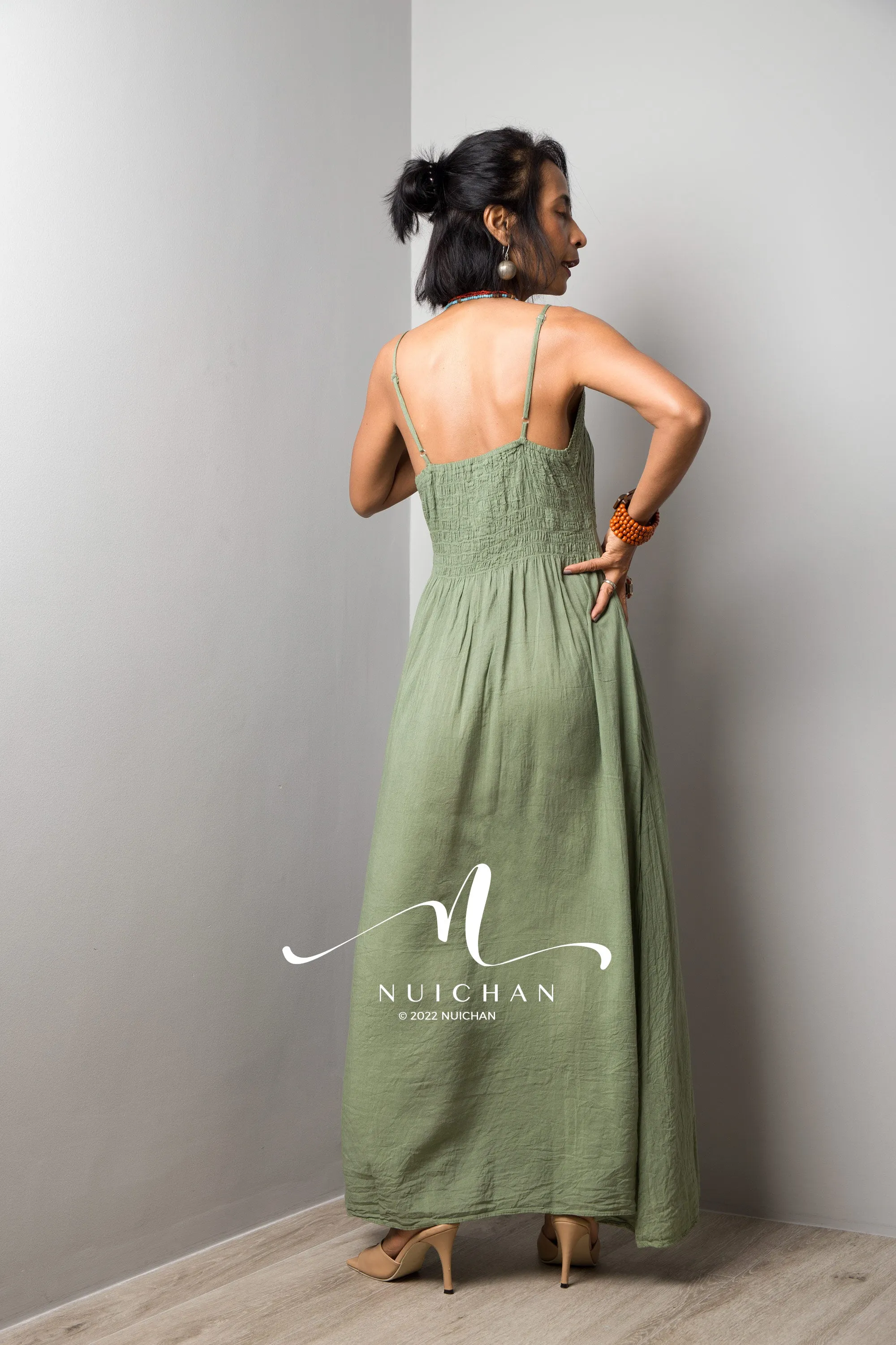 Green cami dress