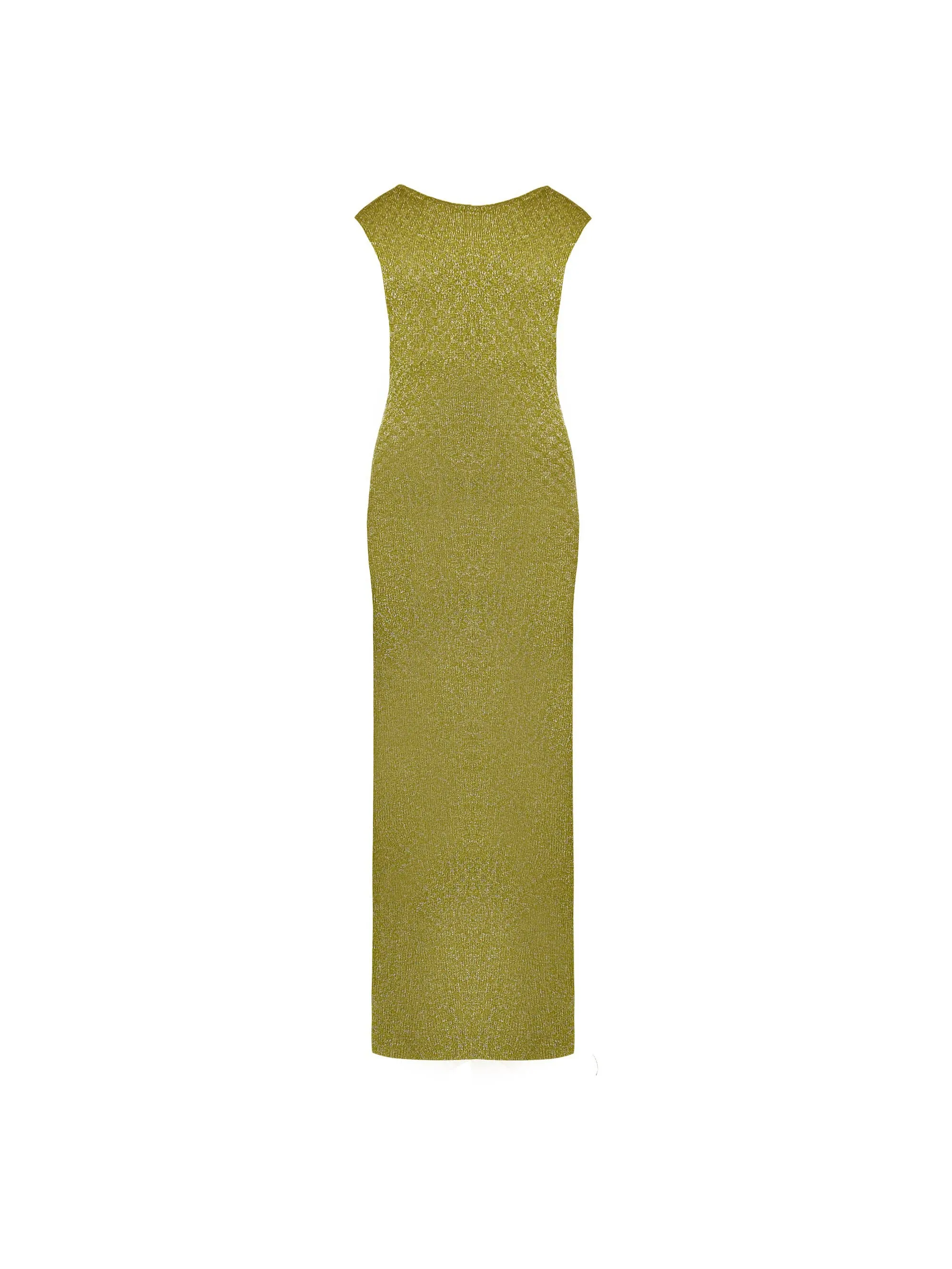 Green Sheer Lurex Knit Column Dress