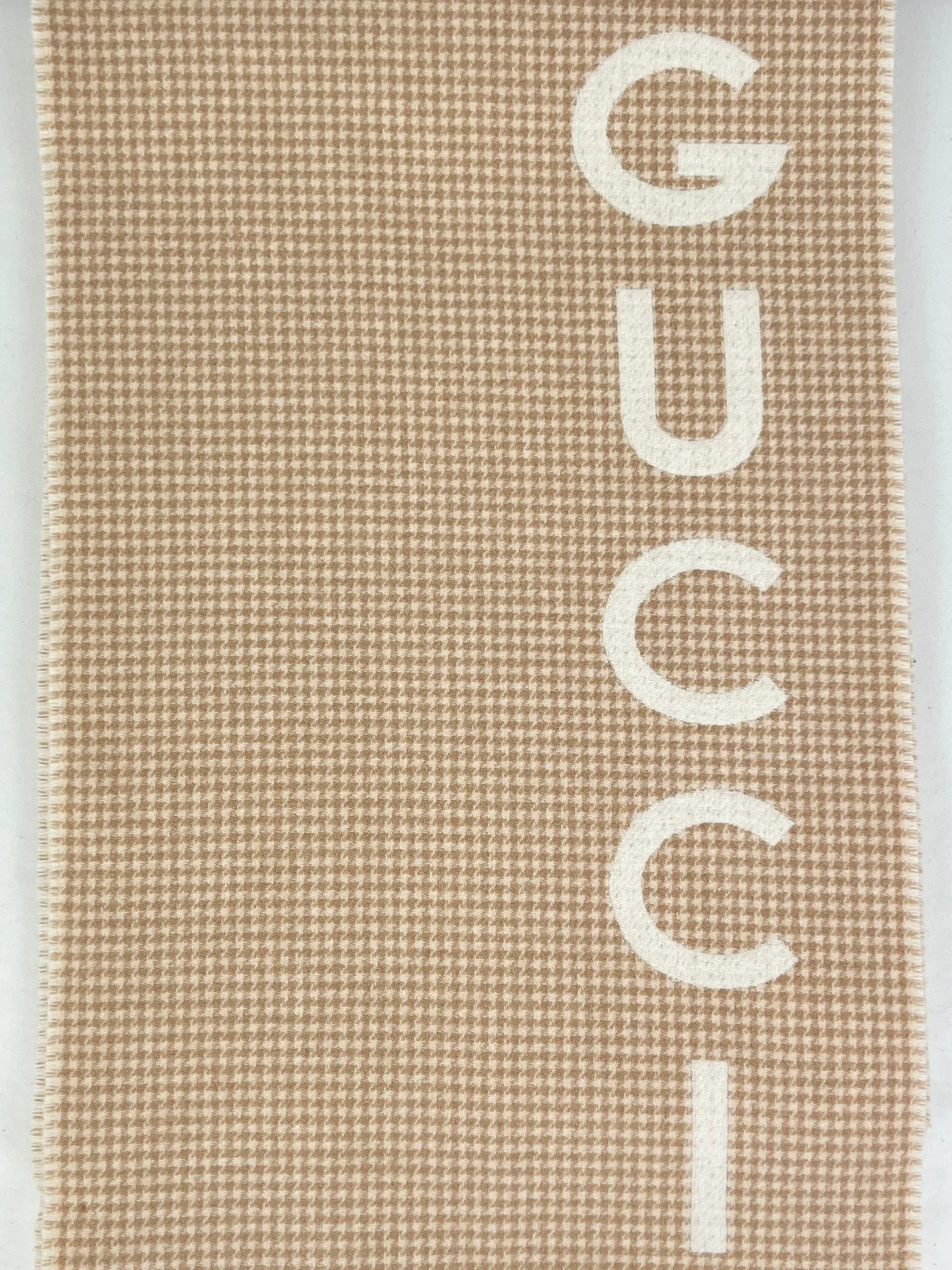 Gucci Wool/Cashmere Scarf, Beige & Ivory