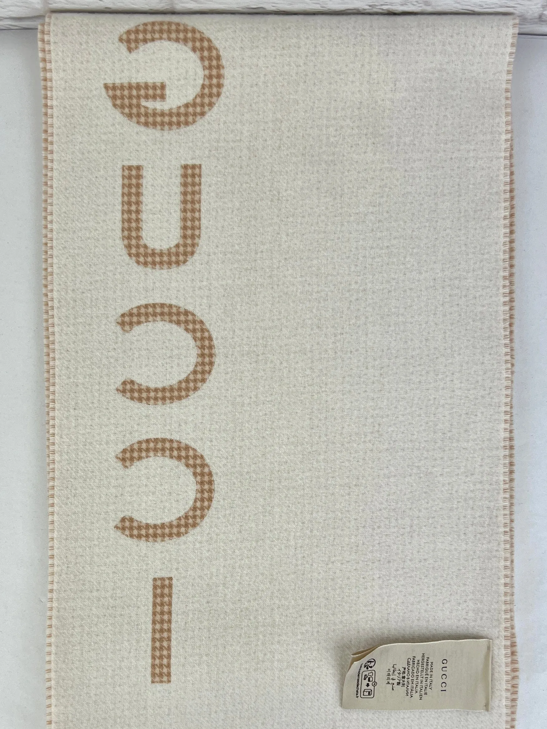 Gucci Wool/Cashmere Scarf, Beige & Ivory