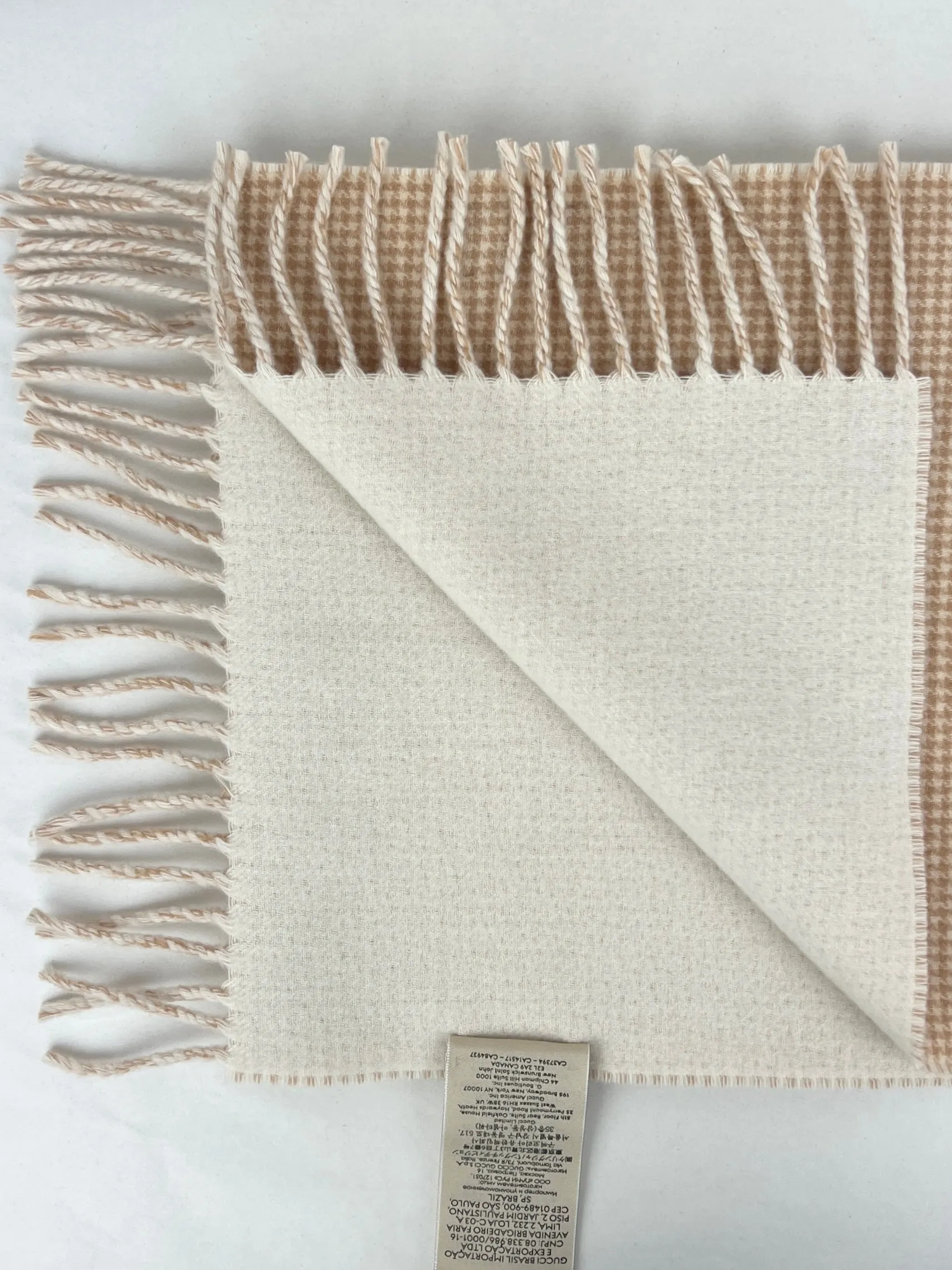 Gucci Wool/Cashmere Scarf, Beige & Ivory