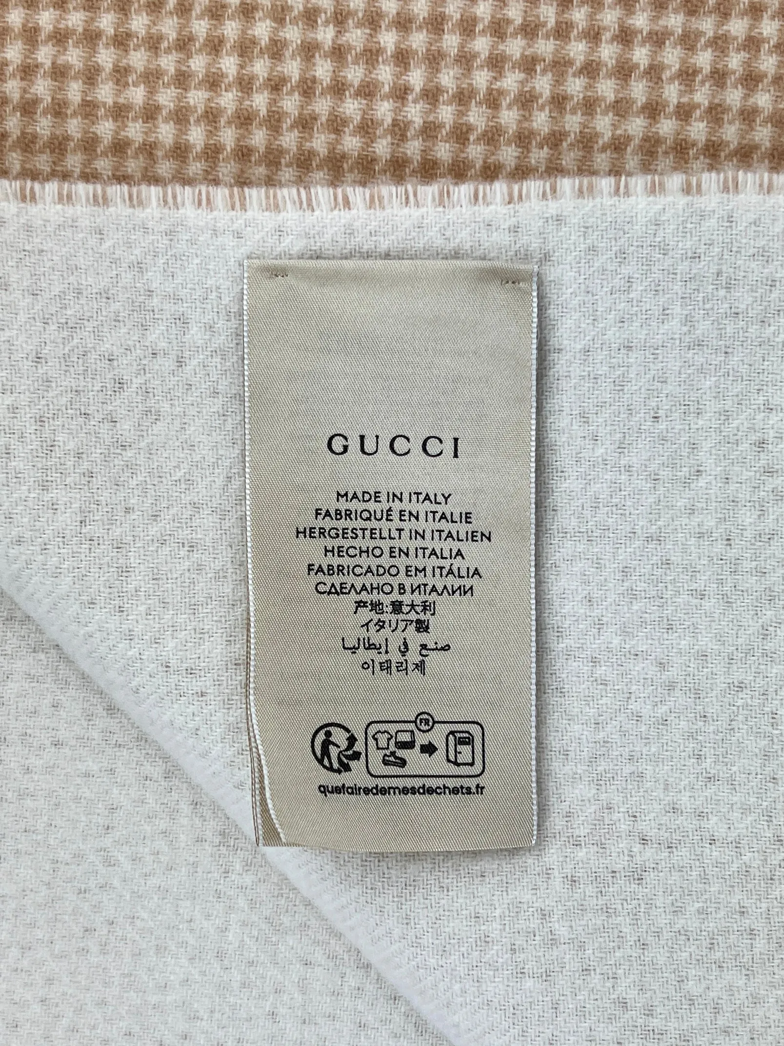 Gucci Wool/Cashmere Scarf, Beige & Ivory