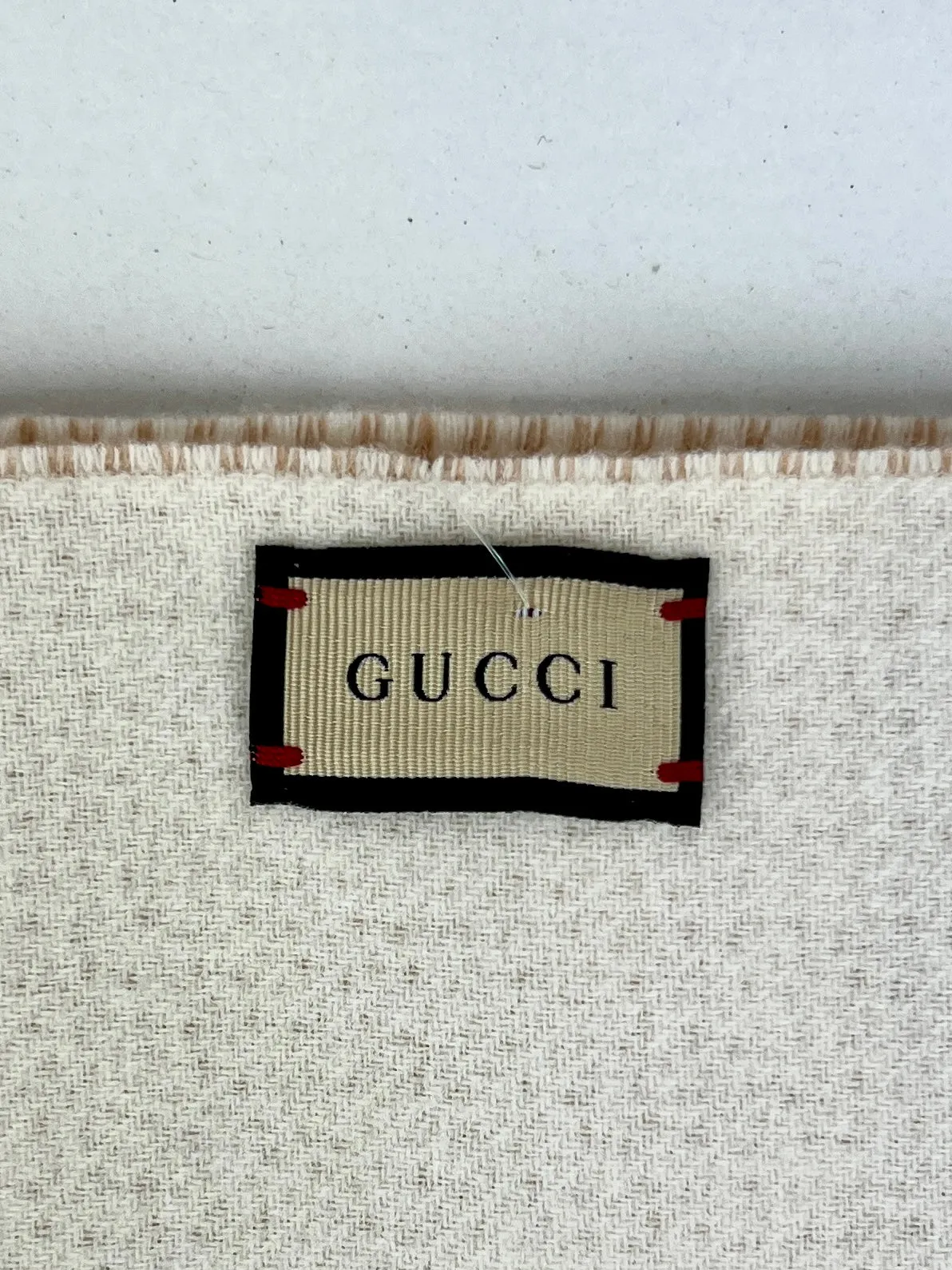 Gucci Wool/Cashmere Scarf, Beige & Ivory