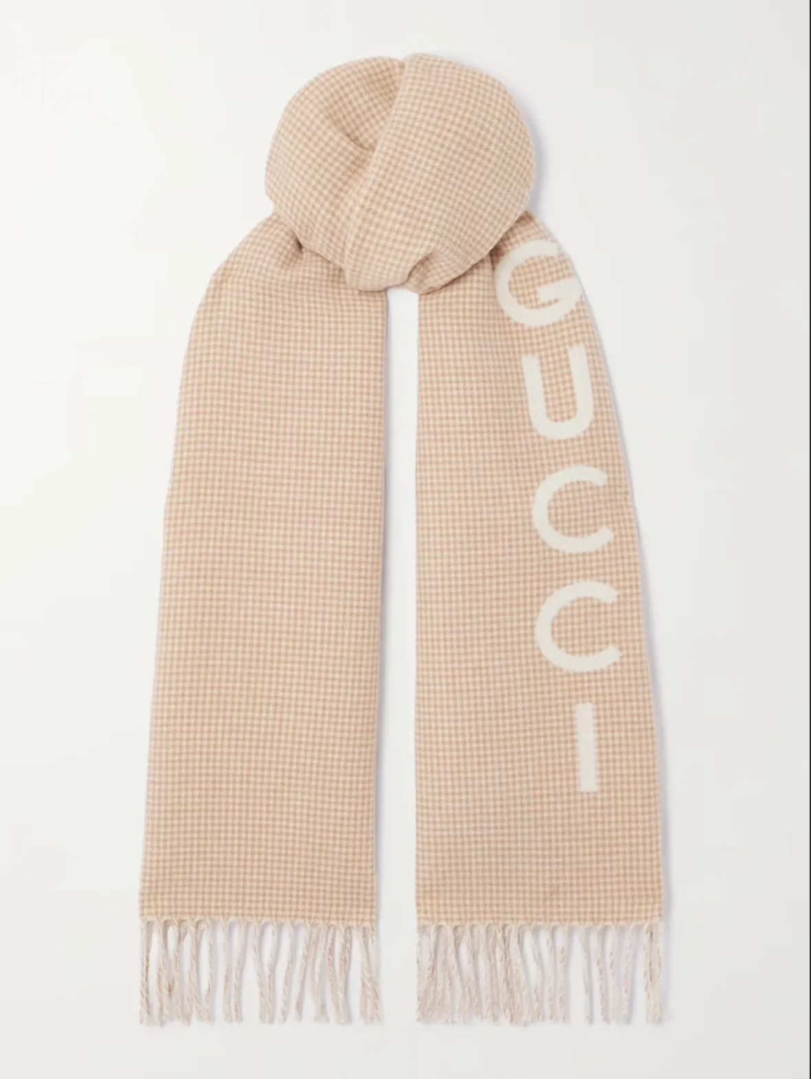 Gucci Wool/Cashmere Scarf, Beige & Ivory