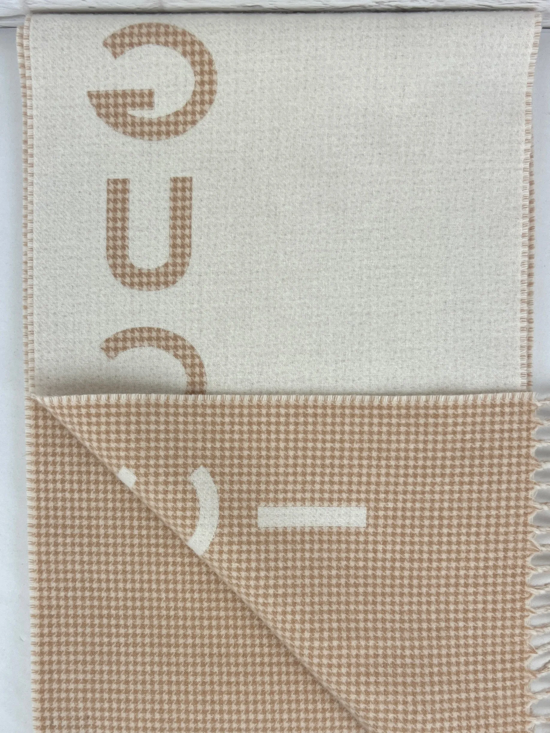 Gucci Wool/Cashmere Scarf, Beige & Ivory