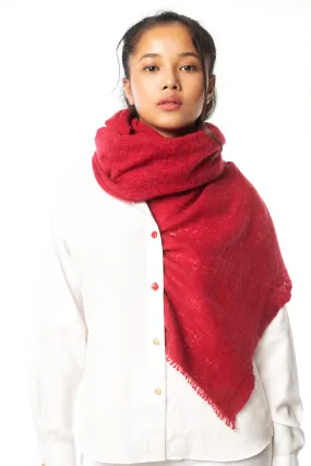 Hand Knitted Cashmere in Bordeaux Red | Scarf Shawl Wrap