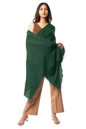 Hand Knitted Cashmere in Majestic Evergreen | Scarf, Shawl Wrap