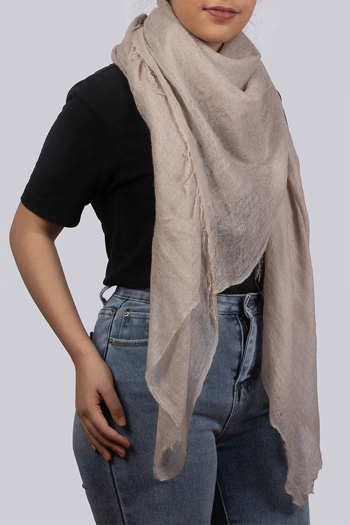 Handwoven Pure Cashmere Scarf Shawl in Grey Brown