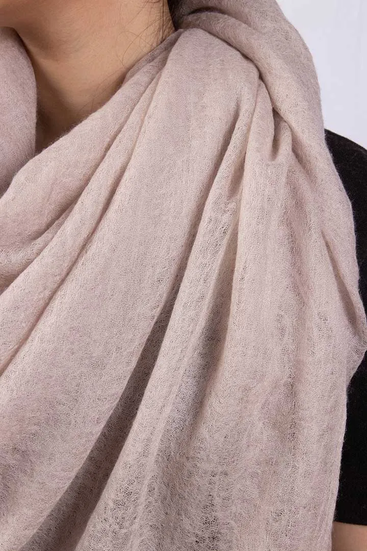 Handwoven Pure Cashmere Scarf Shawl in Grey Brown