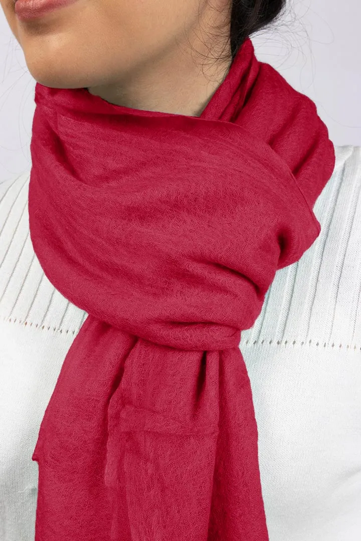 Handwoven Pure Cashmere Scarf Shawl in Red Fire