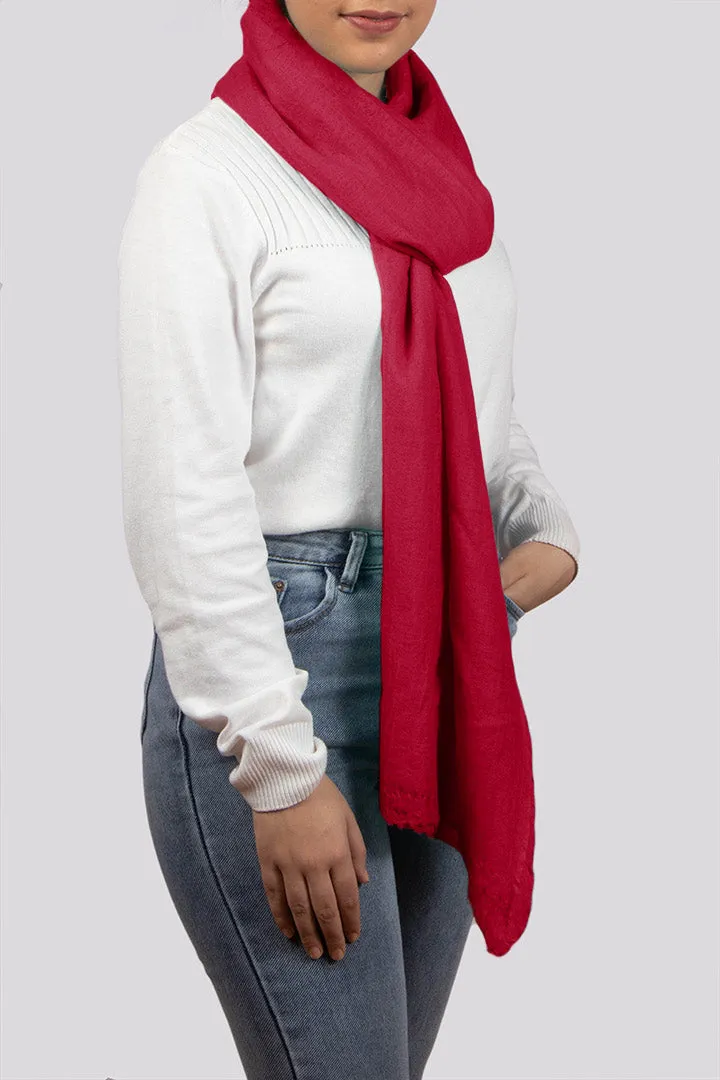 Handwoven Pure Cashmere Scarf Shawl in Red Fire