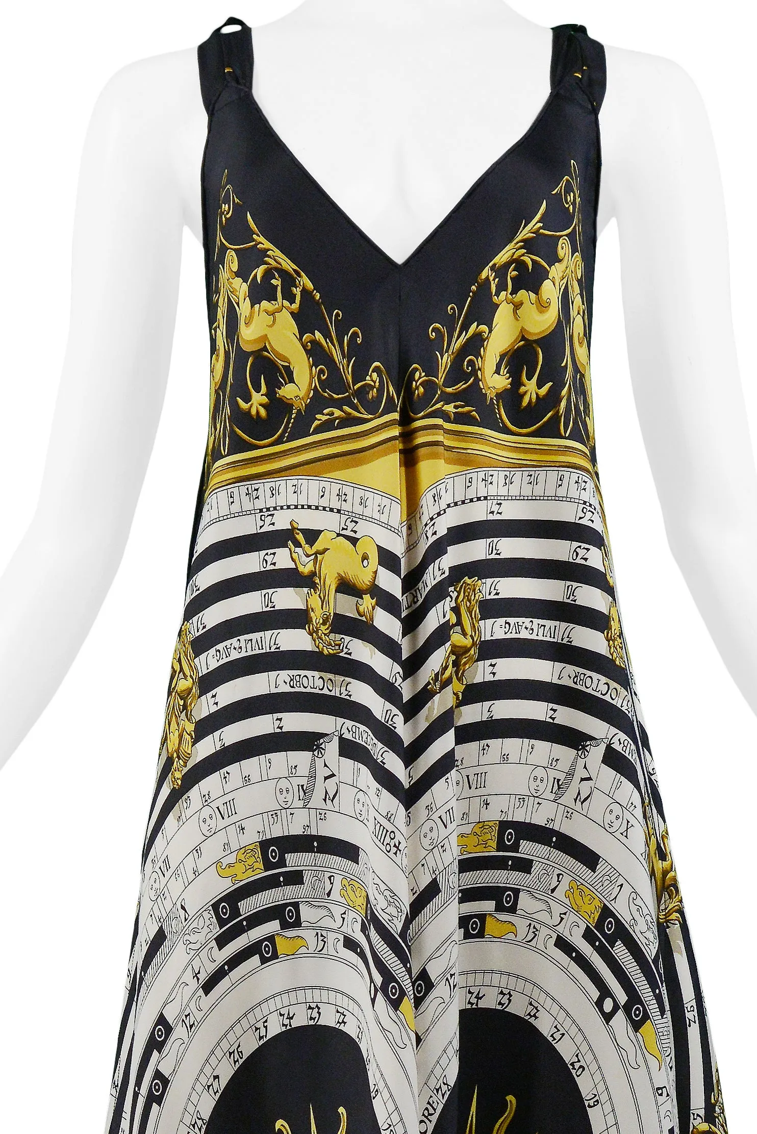 HERMES GOLD ZODIAC PRINT SCARF DRESS