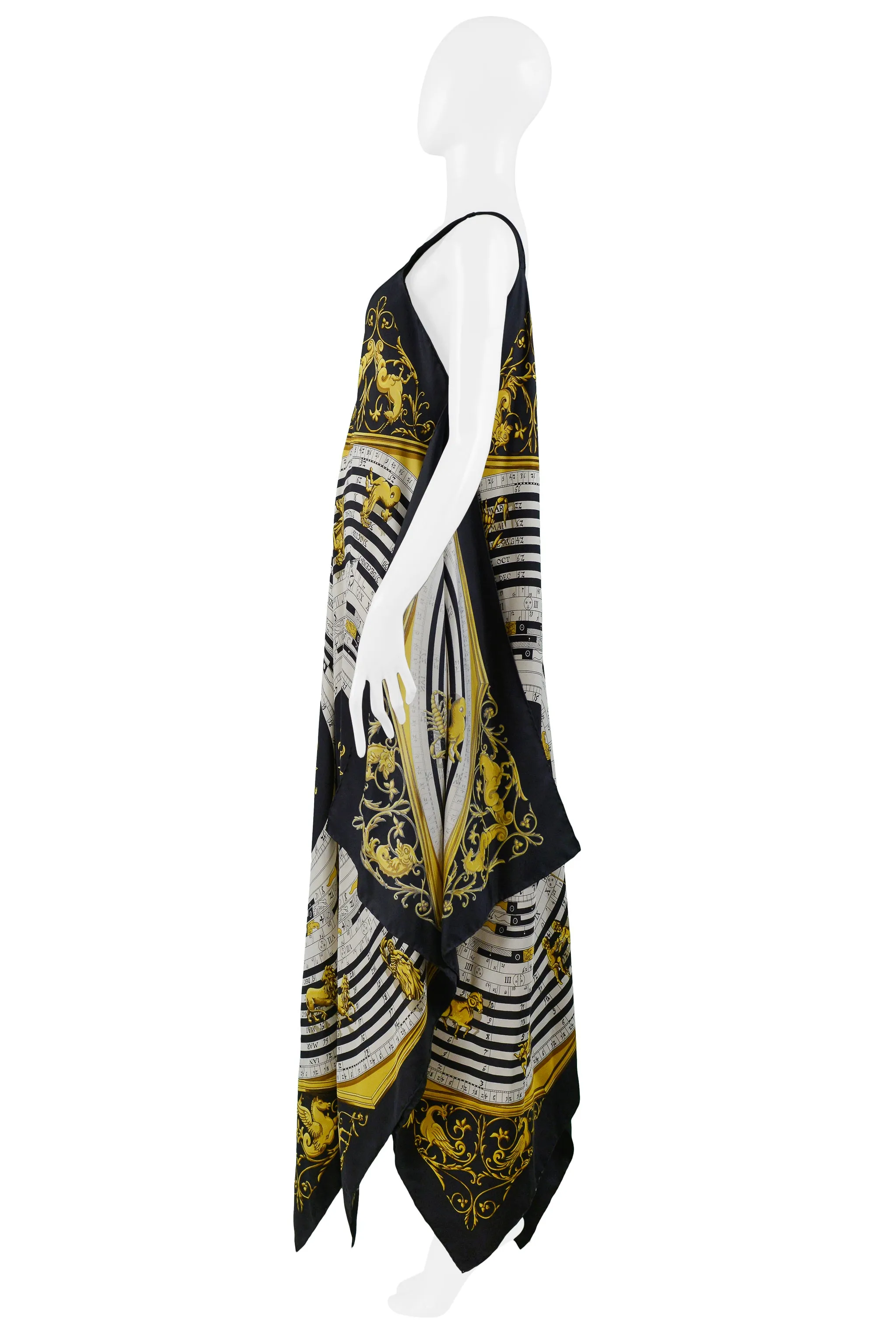 HERMES GOLD ZODIAC PRINT SCARF DRESS