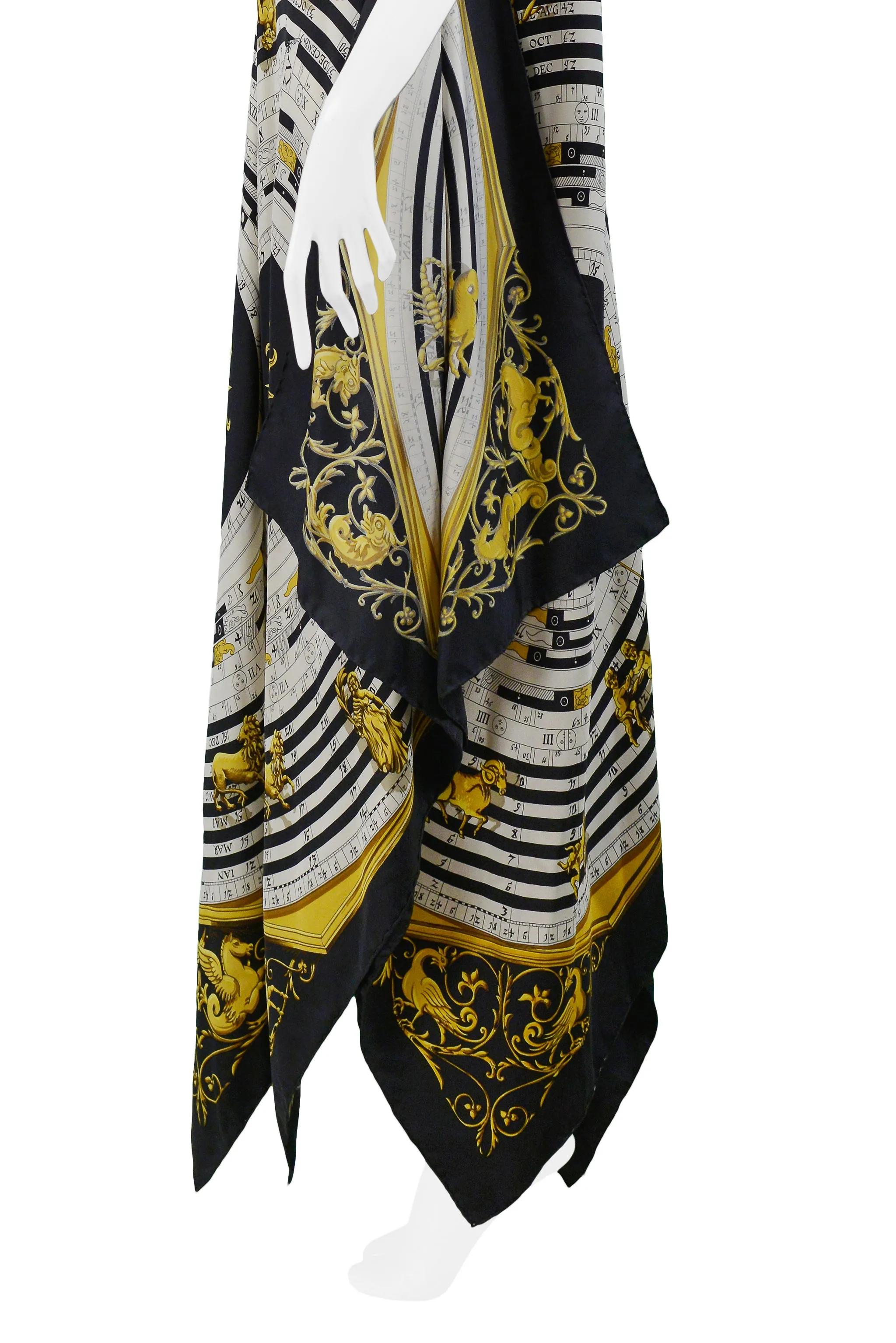 HERMES GOLD ZODIAC PRINT SCARF DRESS