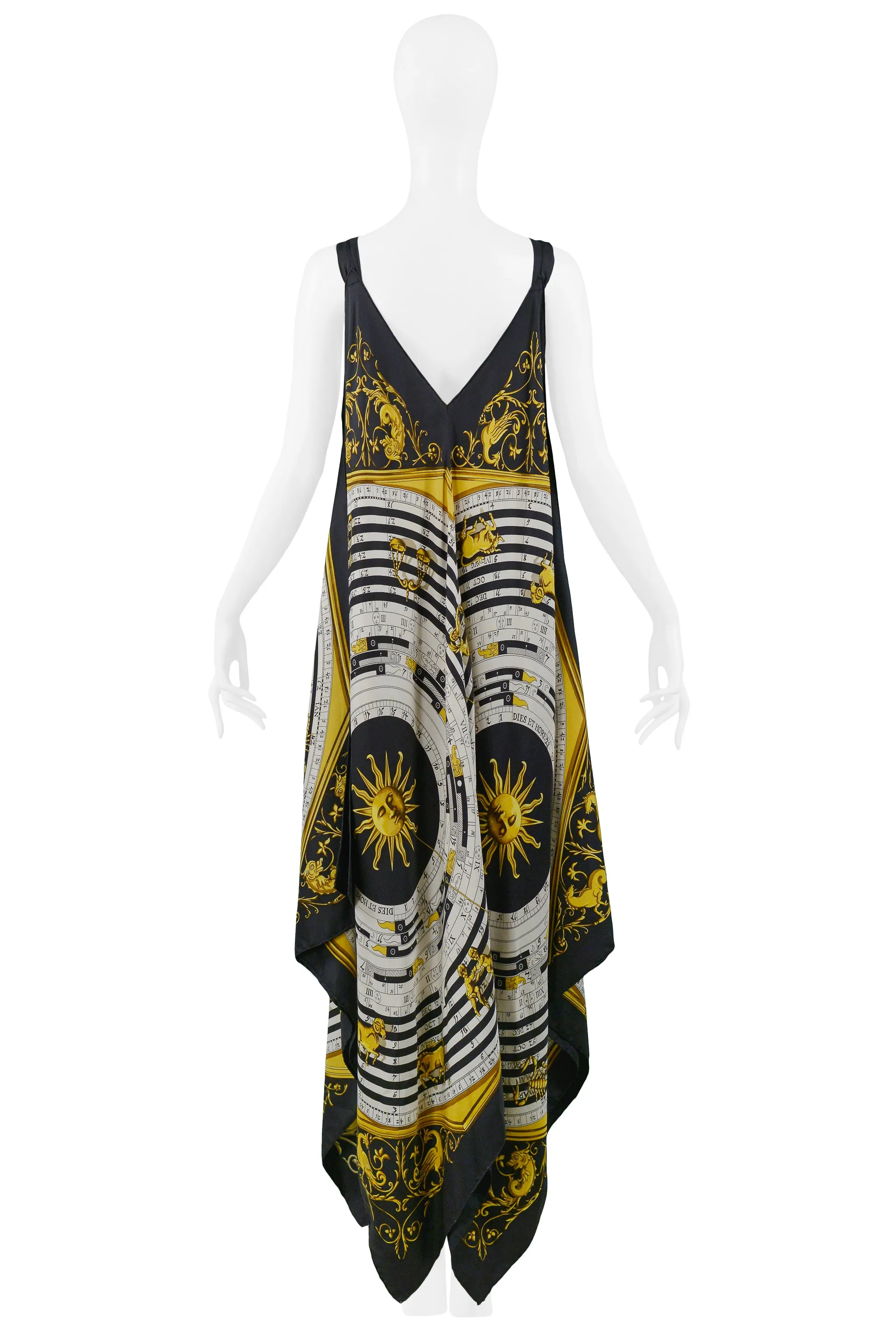 HERMES GOLD ZODIAC PRINT SCARF DRESS