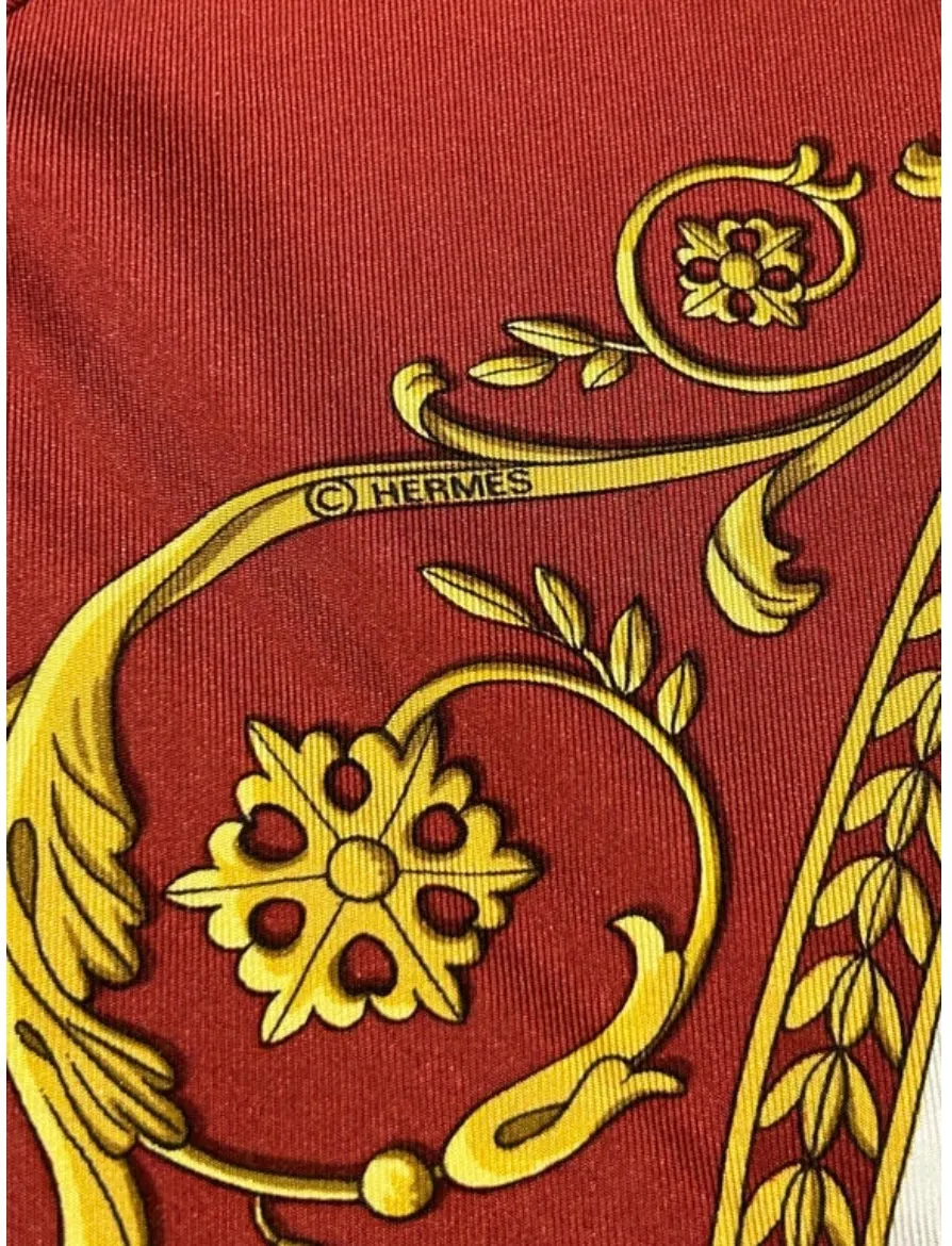 Hermes La Promenade de Longchamps Scarf in red c.1960s