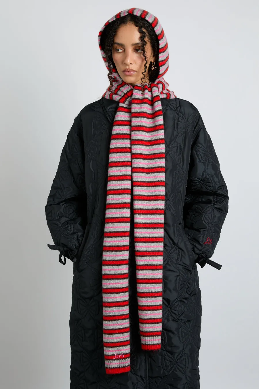 hooded scarf in stripe