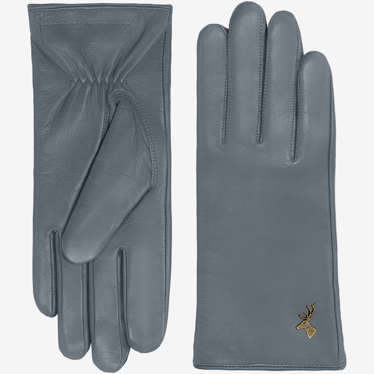 Ivy (grey) – sheepskin leather gloves with wool/cashmere lining & touchscreen feature