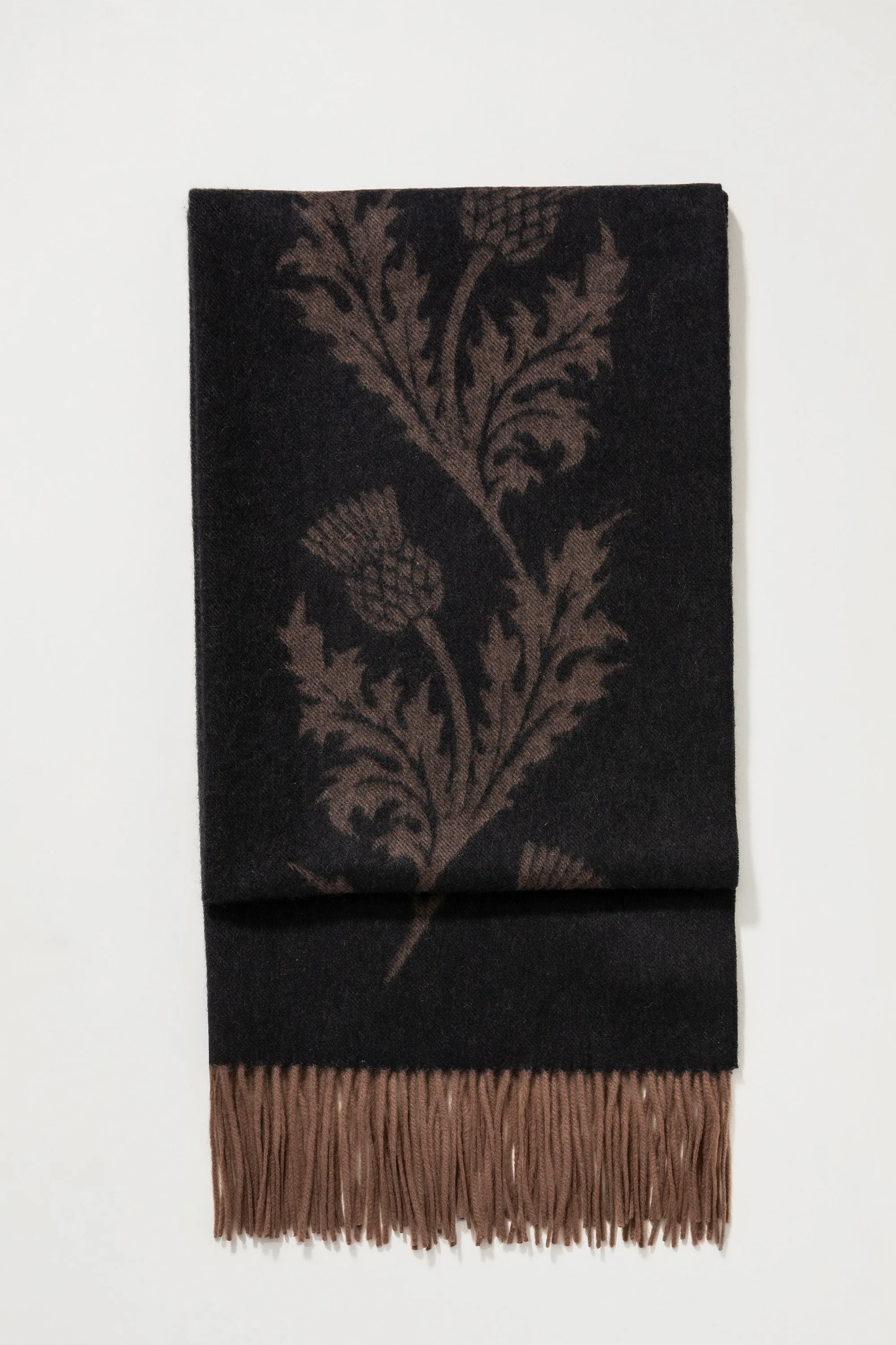 Jacquard Cashmere Stole - Chocolate & Black