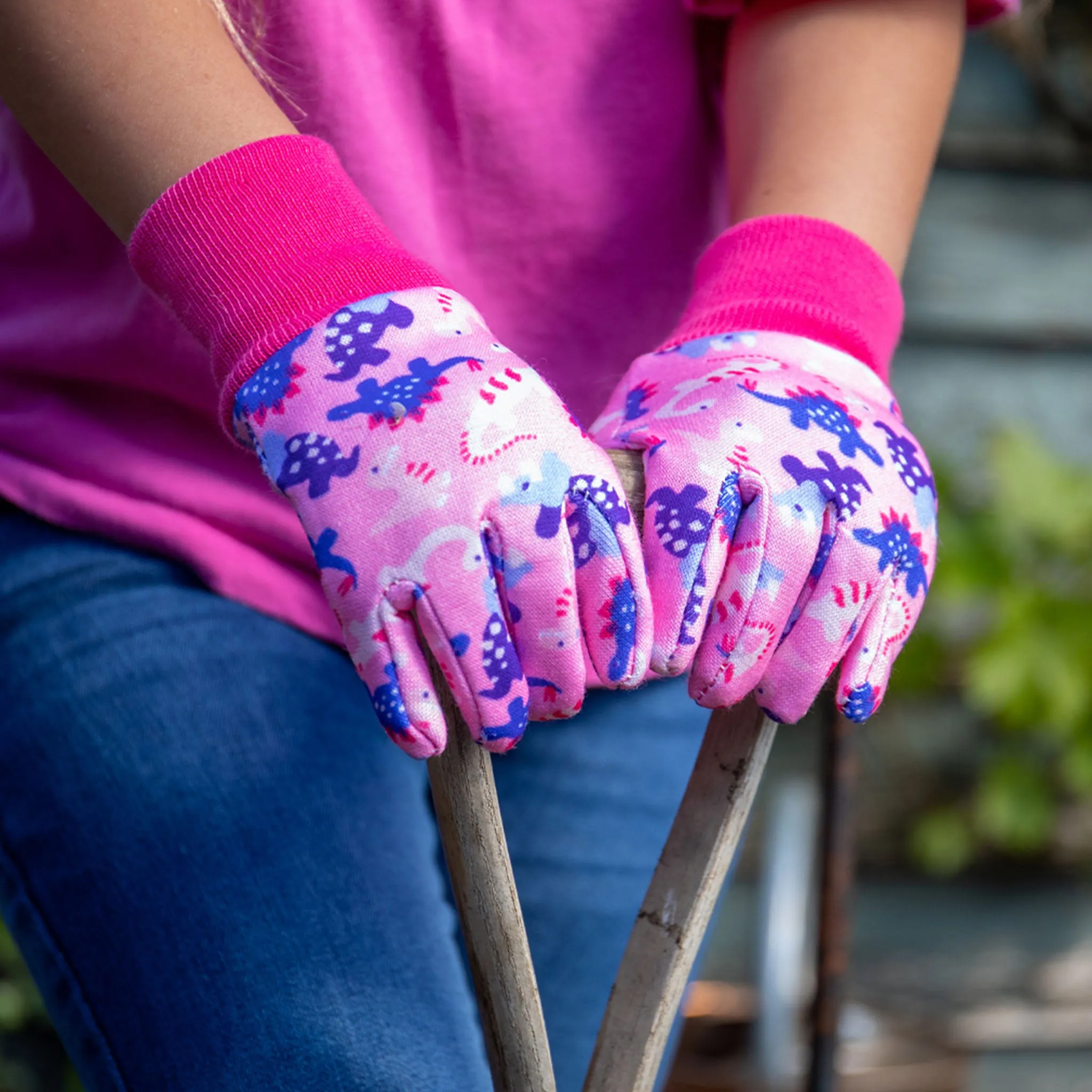 Kent & Stowe Pink Dinosaur Kids Gardening Gloves