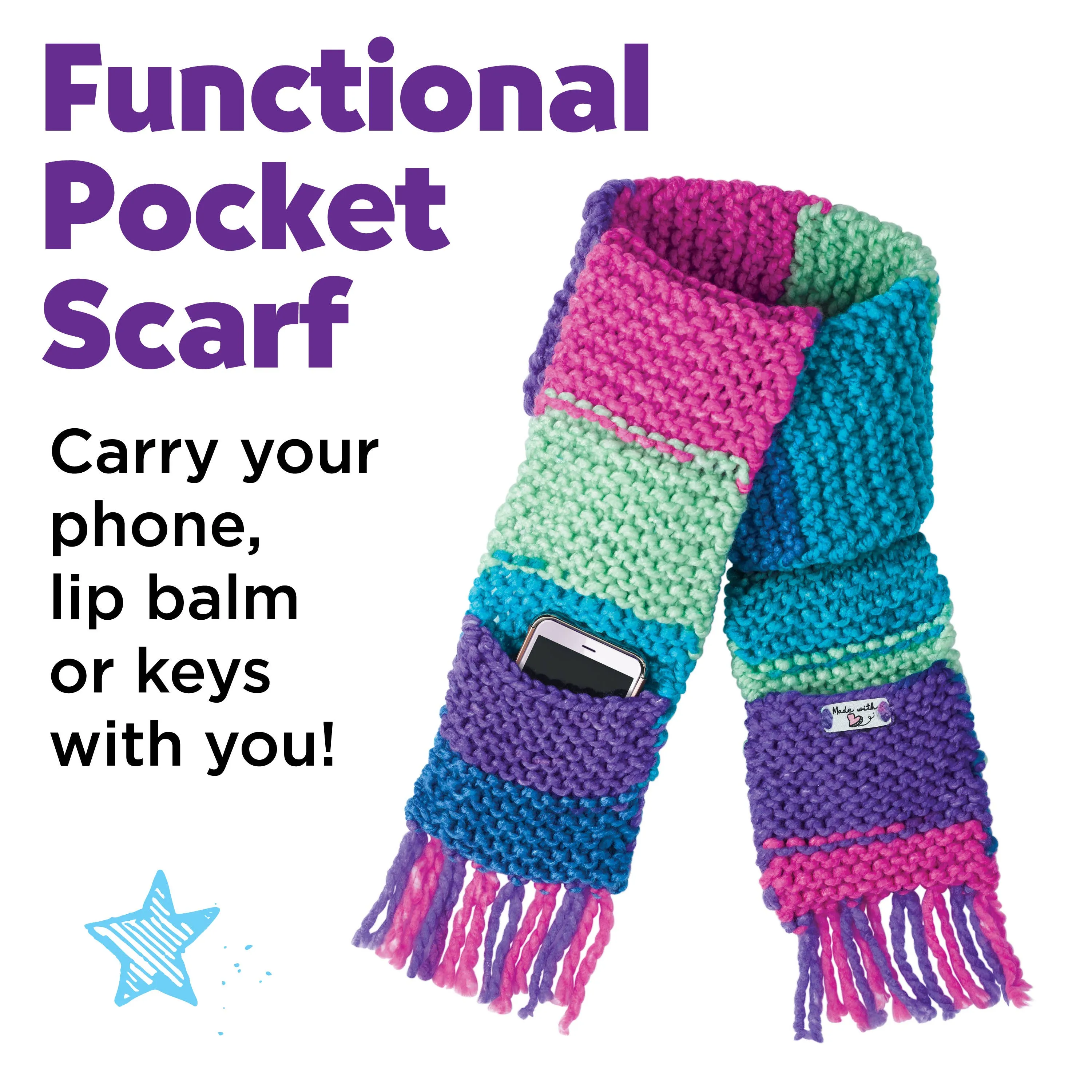 Learn to Knit Pocket Scarf