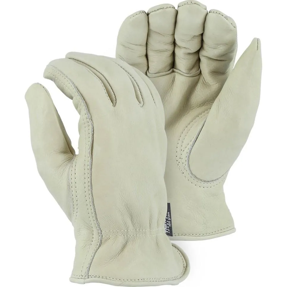 Leather Drivers Glove - A-Grade Premium Grain Cowhide, Winter Lined, Keystone Thumb, Shirred Back, Majestic (PK 12 Pairs)