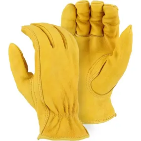 Leather Drivers Glove - B-Grade Deerskin, Keystone Thumb, Shirred Back, Majestic (PK 12 Pairs)