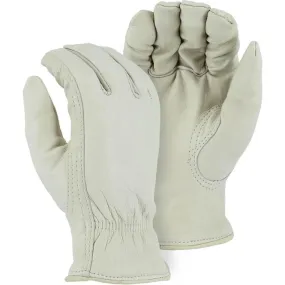 Leather Drivers Glove - Top Grain Cowhide, Winter Lined, Keystone Thumb, Shirred Back, Majestic (PK 12 Pairs)