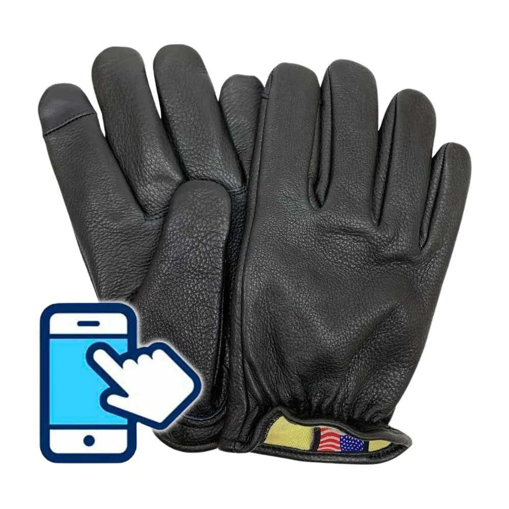 Legendary Mens Deerskin Aramid Lined Short Wrist Touchscreen Gloves