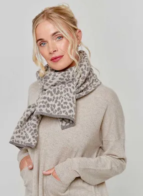 Leopard Cashmere Scarf - Taupe