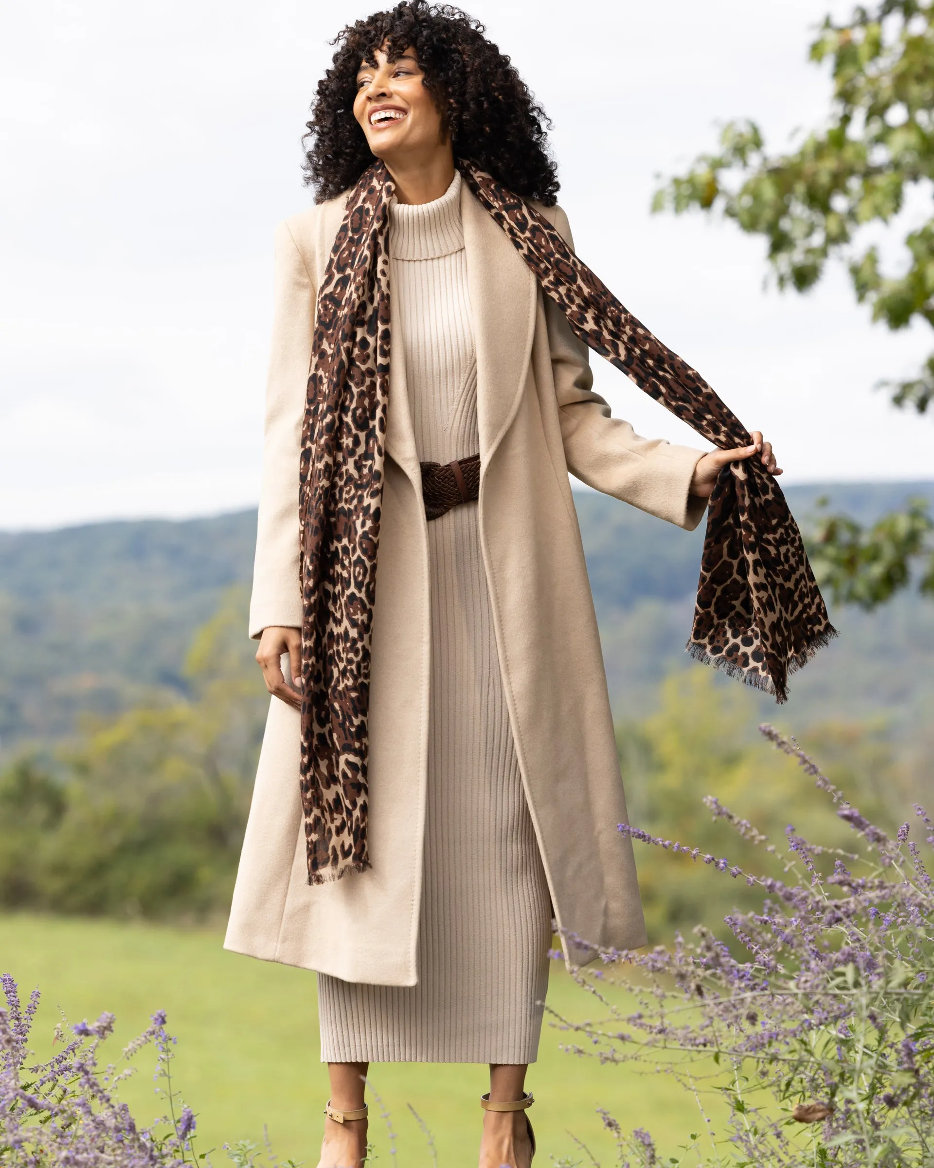 Leopard Print Lightweight Cashmere Wrap