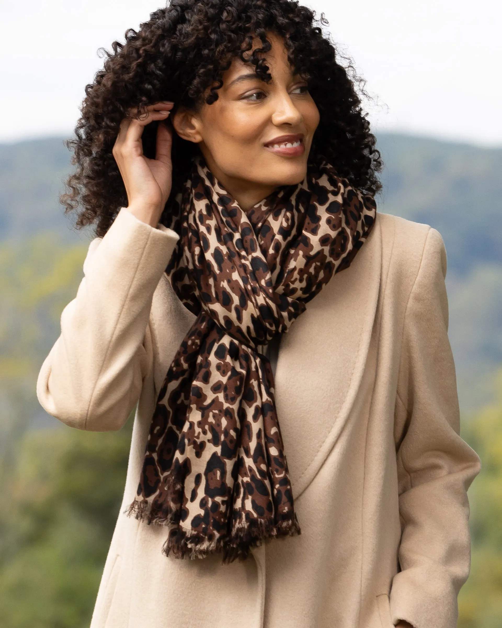 Leopard Print Lightweight Cashmere Wrap