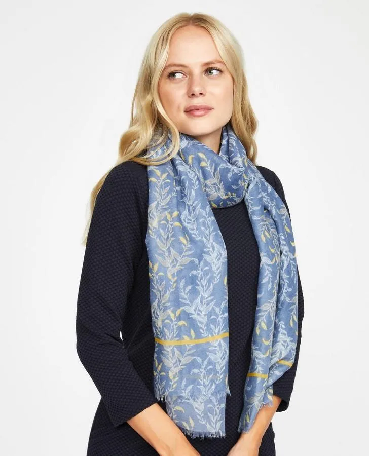 Light Blue Underwater Leaves Scarf