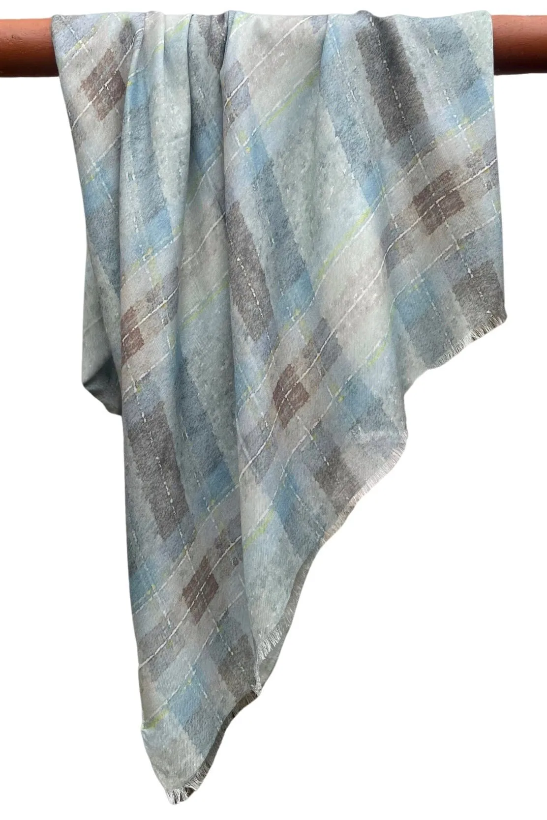 Lightweight Watercolour Tartan Shawl - Muted Hunting Stewart