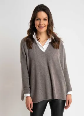 Long Sleeve Cashmere Kimono - Taupe