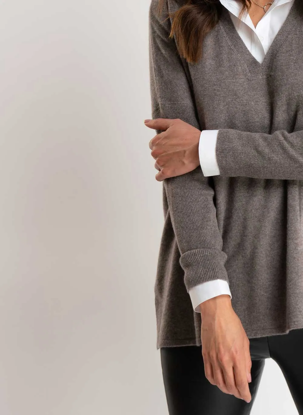 Long Sleeve Cashmere Kimono - Taupe