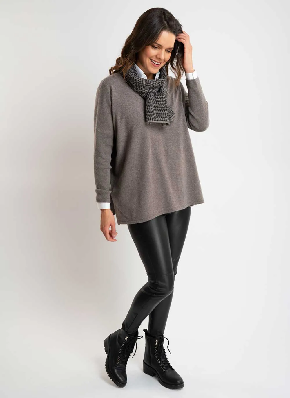 Long Sleeve Cashmere Kimono - Taupe