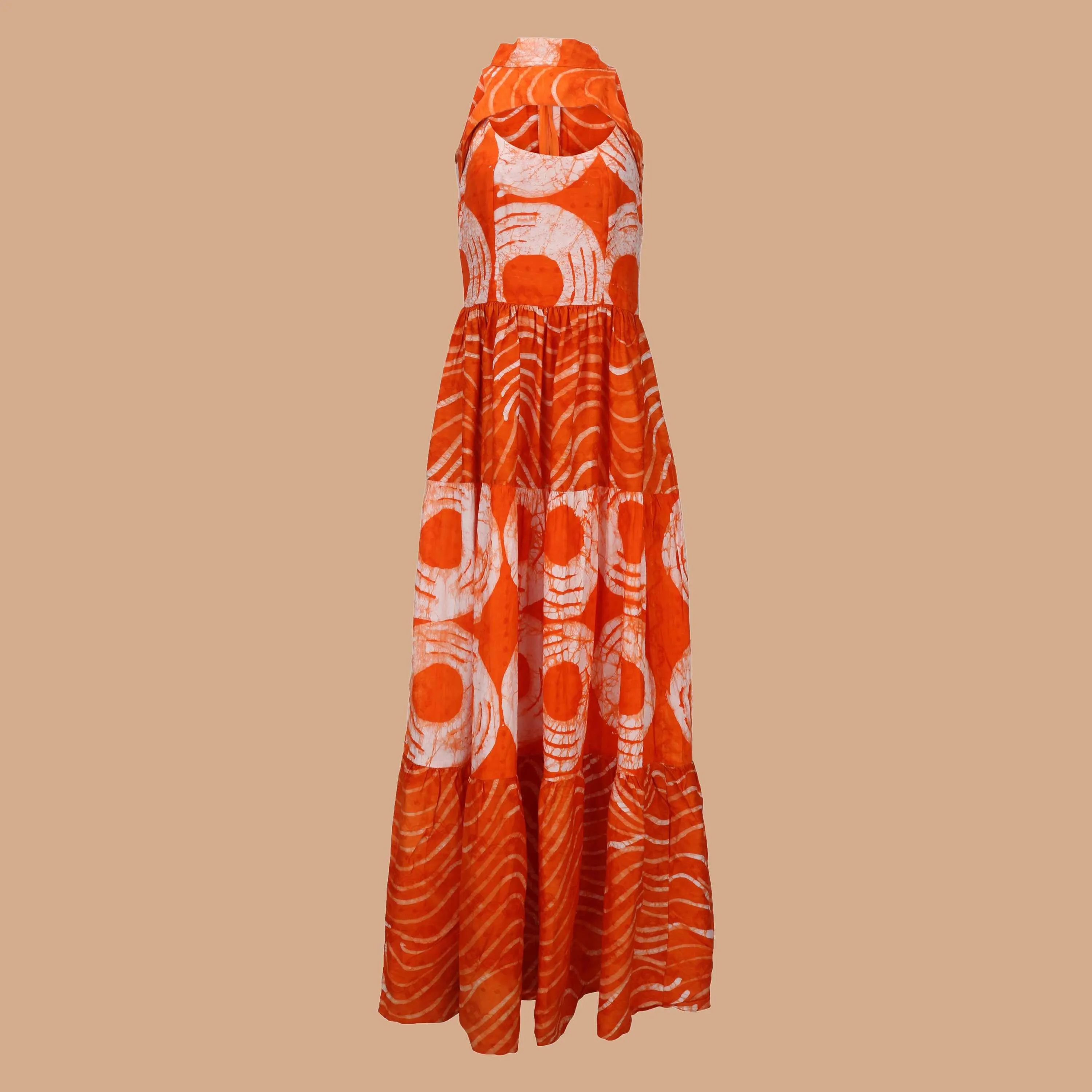 Mafarki Àdìrẹ Hand Dyed Orange Maxi Dress