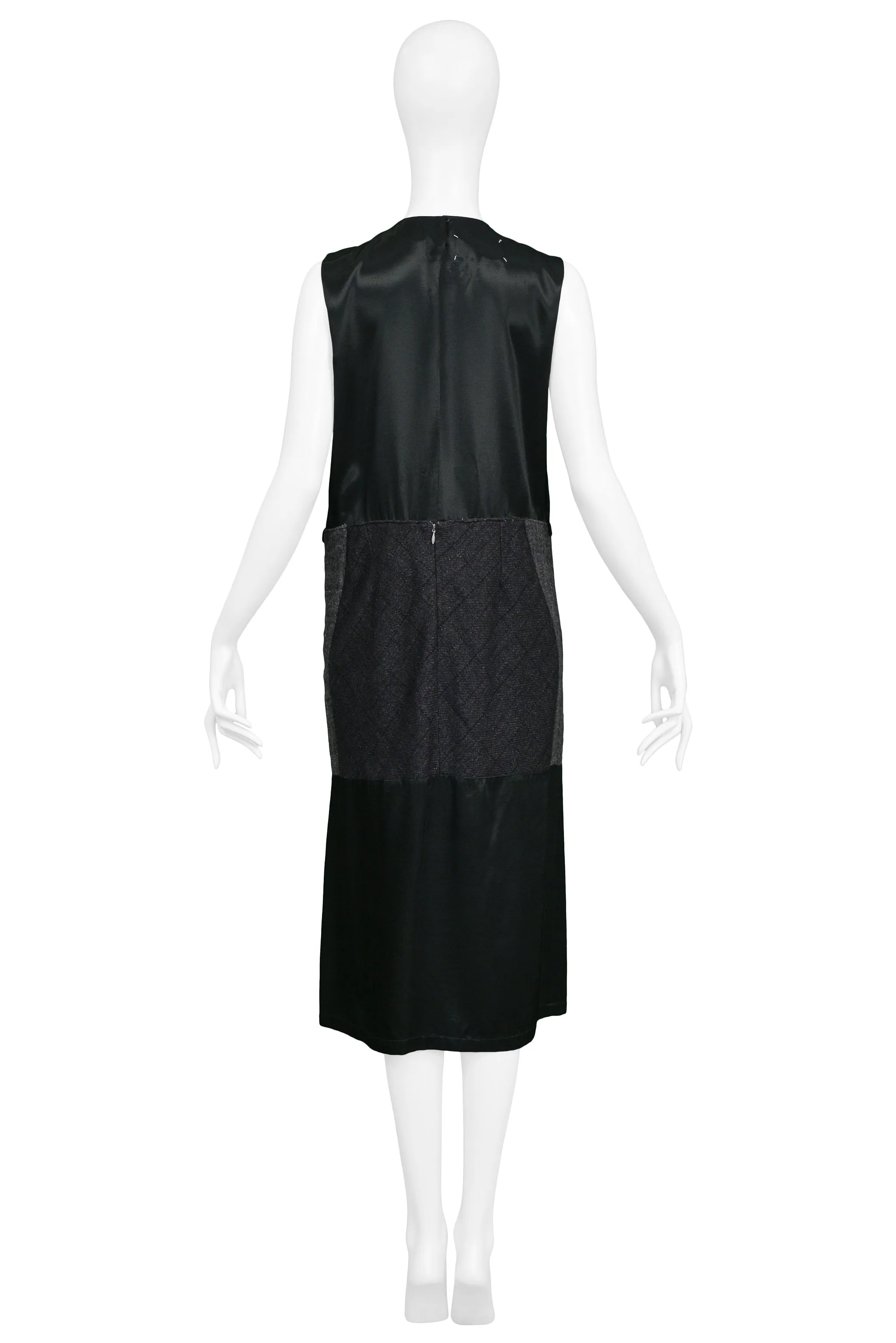 MARGIELA ARTISANAL SATIN & WOOL PANEL DRESS 2002