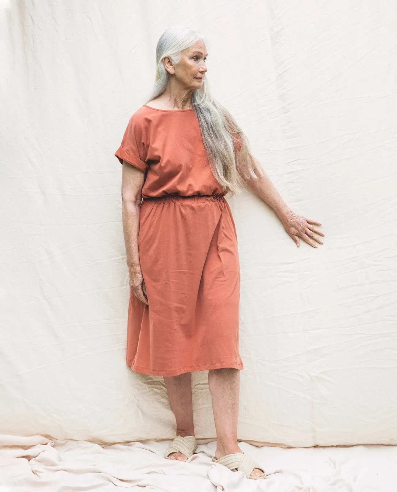 Marissa Organic Cotton Dress In Clay L