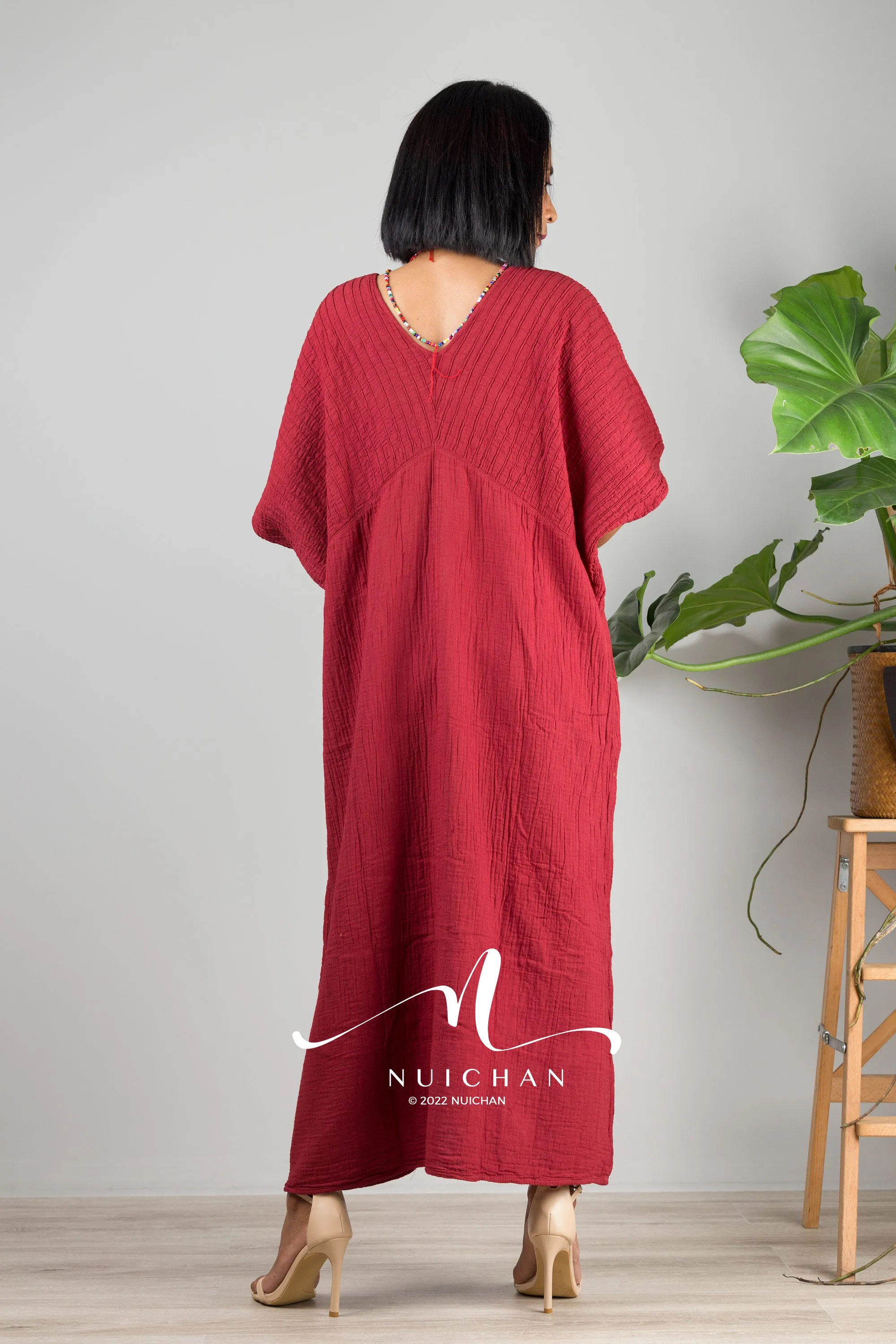 Maroon Red kaftan dress